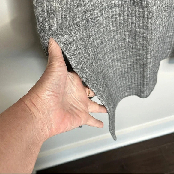 Dennis by Dennis Basso Ribbed Longline Gray Cardigan  1X Minimalistic Neutral - Picture 9 of 13